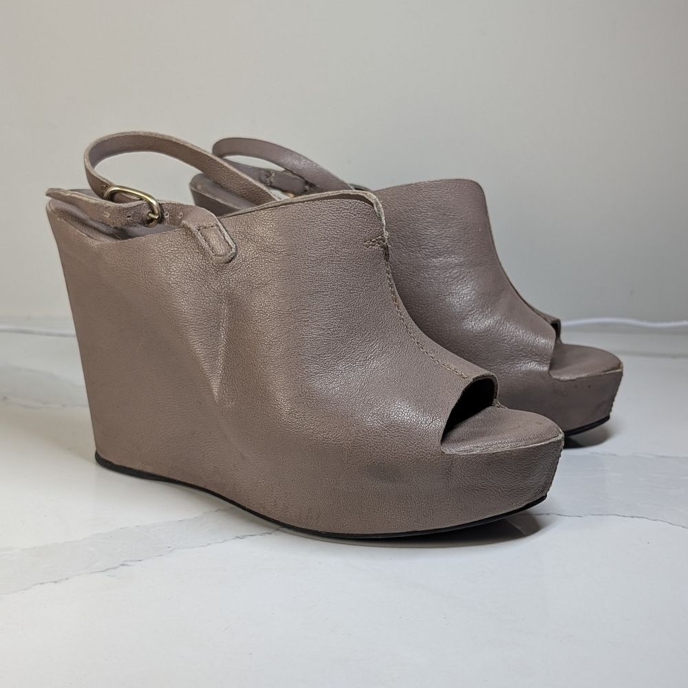 Italian Leather Tan Platforms Shoes